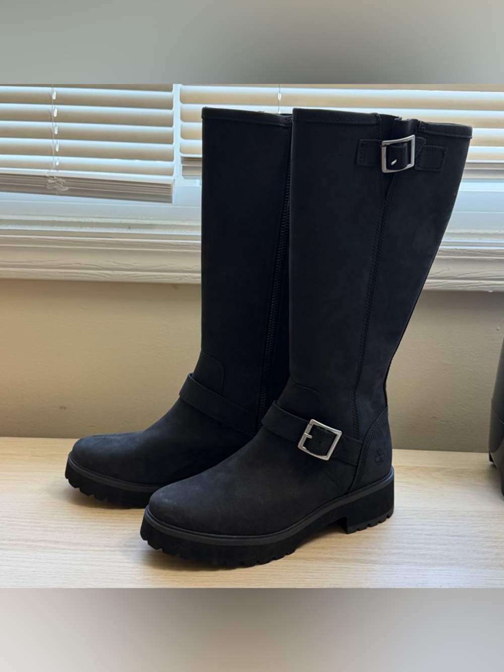 Timberland Carnaby Cool Tall Zip Boot, Black nubuck riding boots W9.5 New Black